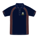 Haberdashers' Knights Performance Navy & Burgundy P.E Polo Shirt with logo